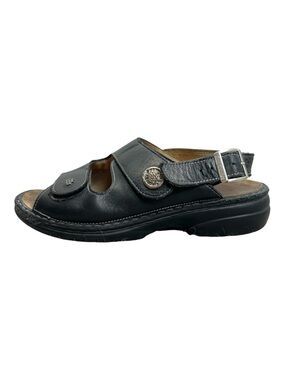 Finn Comfort Company Germany black leather orthopaedic walking dad sandals 38